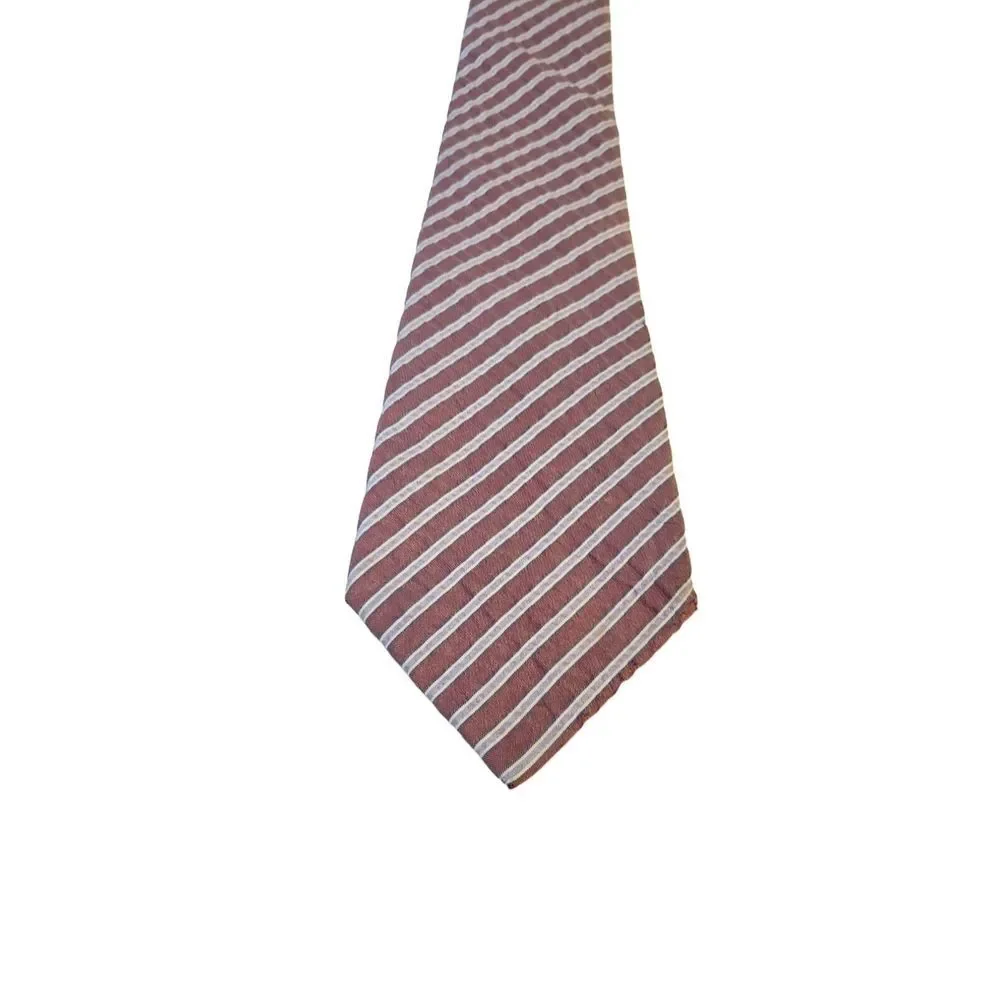 Leon Highness Luxury Neck Tie Red White Blue Stripe Silk Classic Business Office